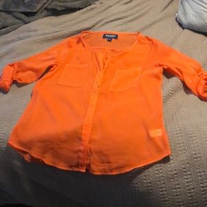 Sheer orange old navy 3 quarter length top